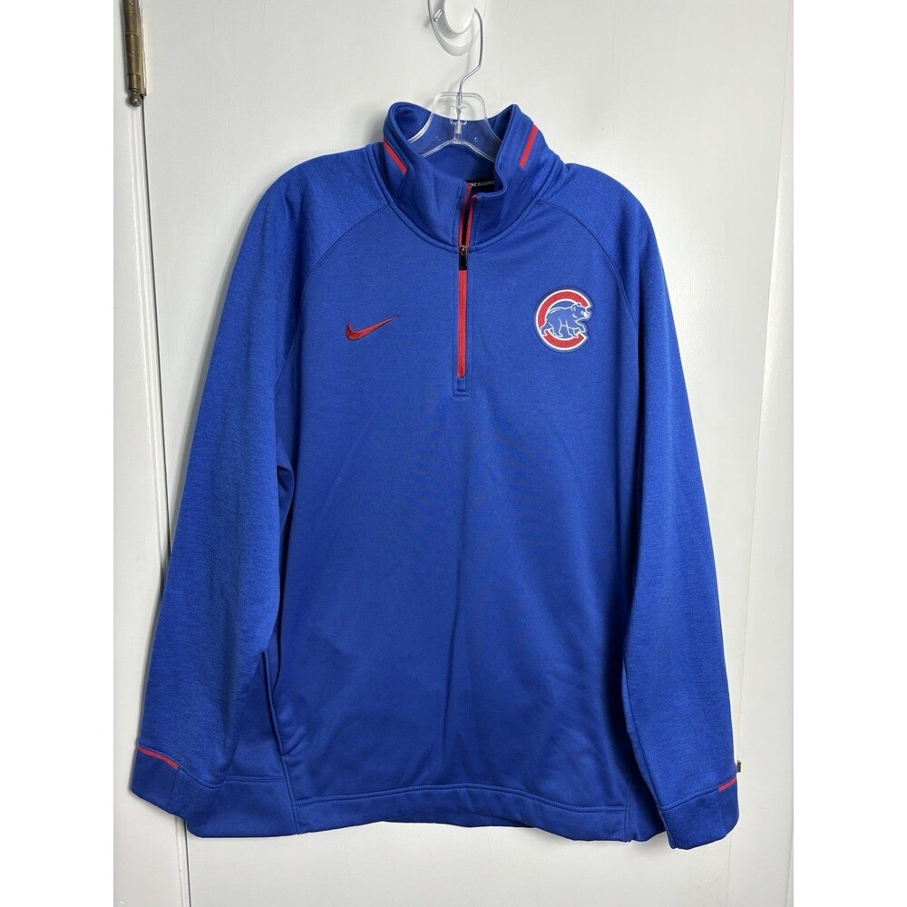 Nike Baseball Chicago Cubs Mens 1/4 Quarter Zip Dri Fit Sweatshirt Blue Mens XL